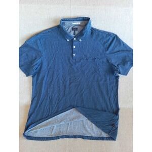 Good Man Brand Men XXL Premium All Over‎ Print Fit Blue Pocket Cotton Polo SEE
